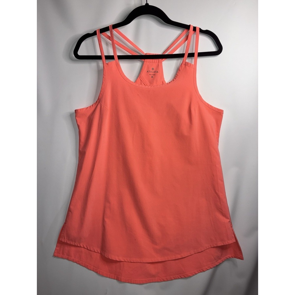 Athleta Tank Top Double Back Strap Sz Medium Coral Athletic Yoga Racerback